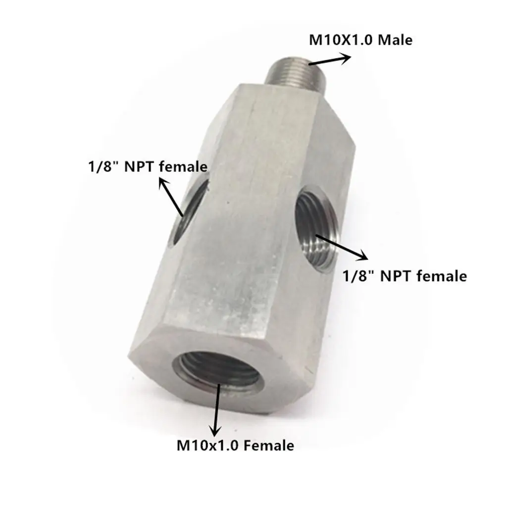 Oil Pressure Gauge Fitting Adapter M10 x 1.0 Male/Female 1/8