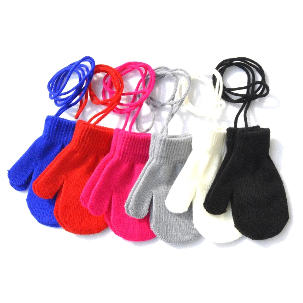 Winter Baby Gloves Mittens for 1-3Y Kids Hanging Neck winter gloves baby mittens