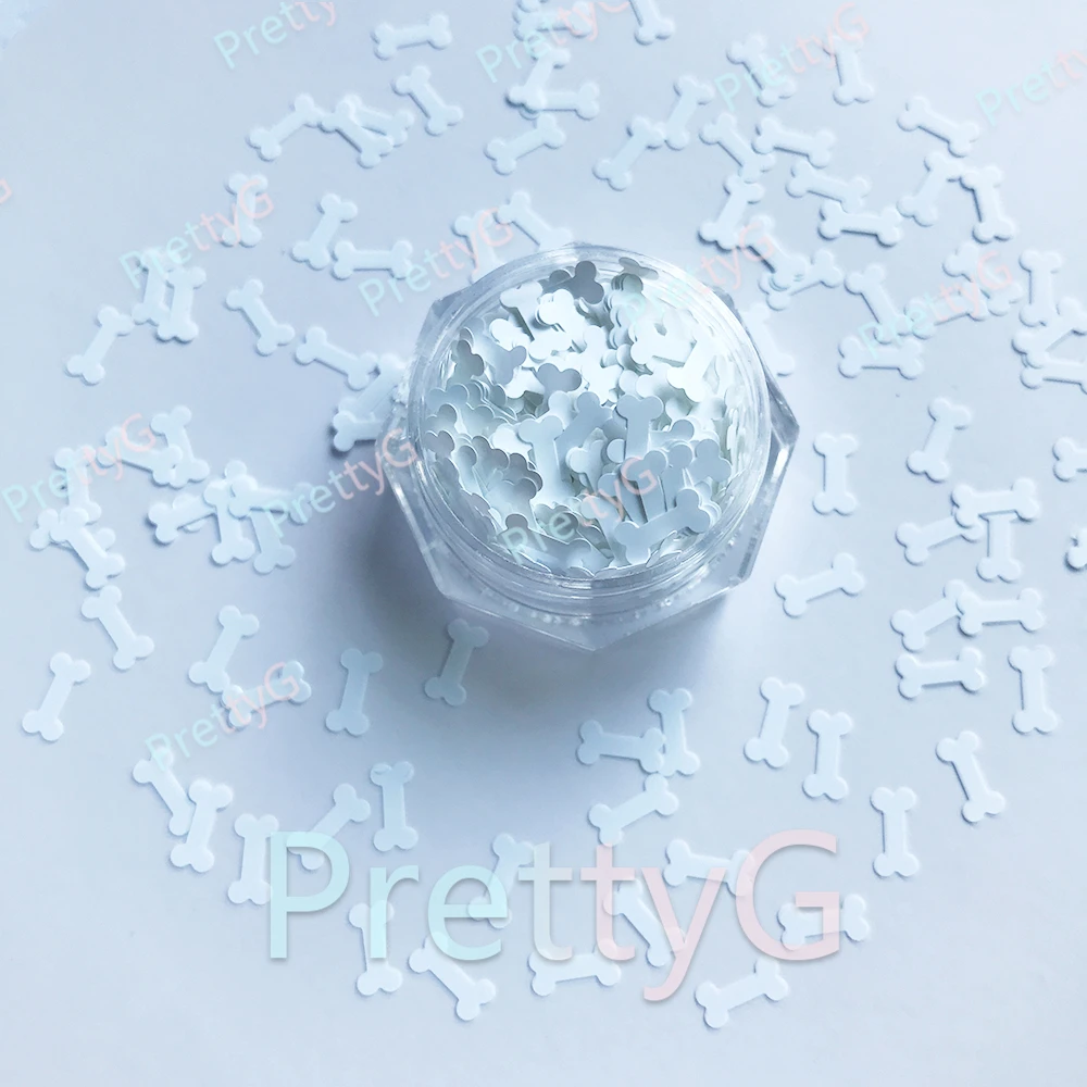 PrettyG 1 Box 6mm Small Bones Shape Holographic Glitter Sequins for Resin DIY Making Art Craft Nail Decoration Accessories