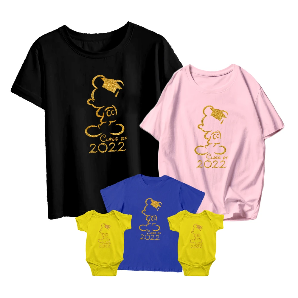 Cute Mickey Graduate Disney T Shirt Class Of 22 Print Kids Short Sleeve Baby Romper Simple Unisex Adult Family Matching Outfit Aliexpress