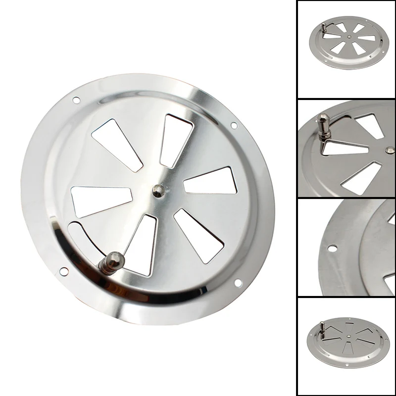 Air Vent Grille 1PC Stainless Steel Round Air Louver Vent & Side Knob Opening Grille Cover 5 Inch