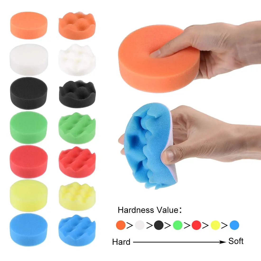 5pcs 3/4/5/6/7 Inches Car Round Flat Polishing Wheel Foam Sanding Pad Disc Sponge Grinding Pads