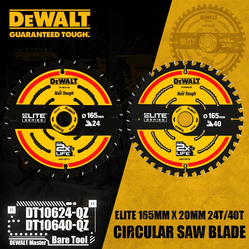 DEWALT DT10624-QZ DT10640-QZ CIRCULAR SAW BLADE ELITE SERIES ELITE Circular Saw Blade 165MM 20MM 24T/40T