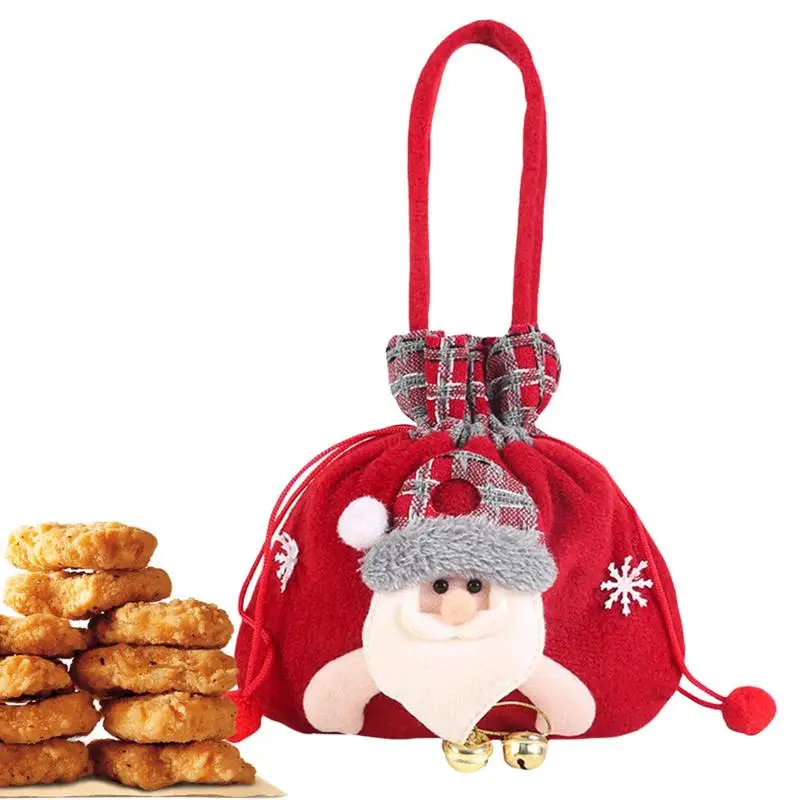 

Christmas Gift Bag Reusable Christmas Tote With Drawstring 4 Styles Lightweight Treat Bags Party Favor Bag With Snowman Elk