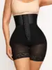 Three rows of buttons one-piece body shaping belly lifting hip trousers large size Europe and the United States crotch zip high-