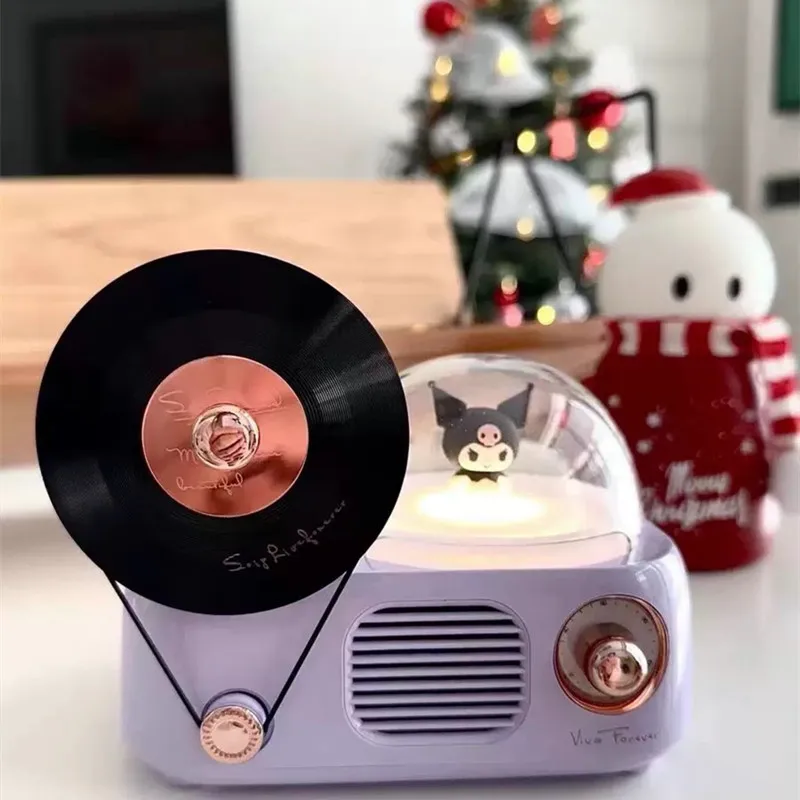Kuromi Retro Vinyl Wireless Bluetooth Speaker Mobile Phone Computer AUX Audio Playback Bedroom Aroma Diffuser with Ambient Light