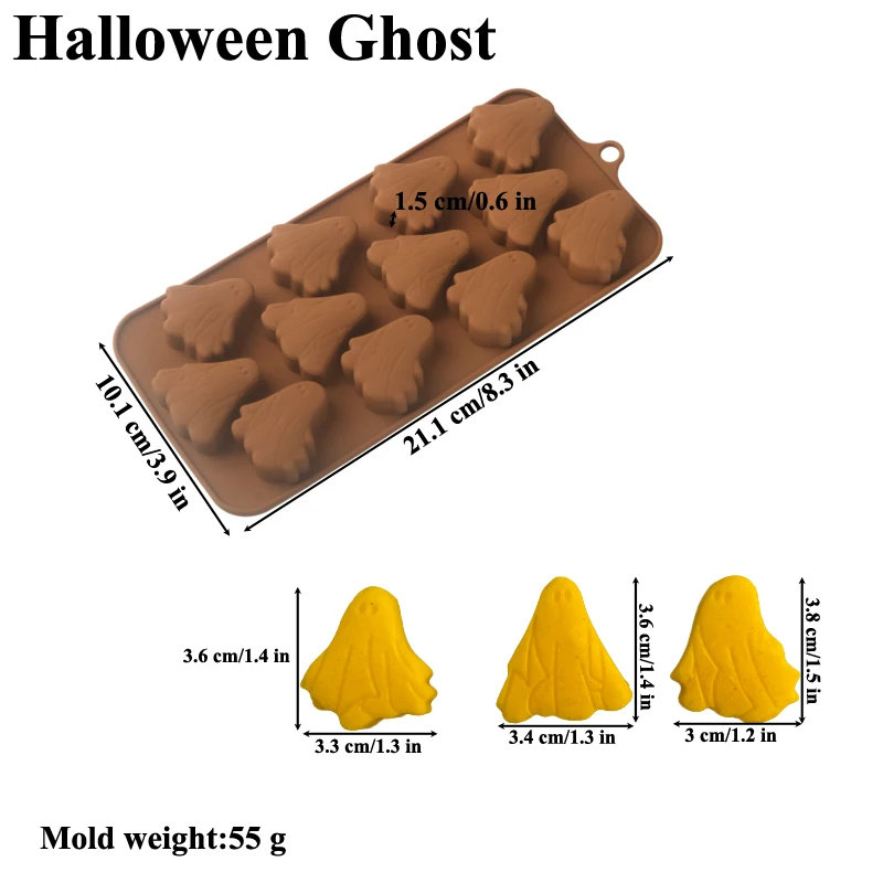 Halloween Silicone Cake Mold, Pumpkin Skull Bat Tombstone Ghost Spider Witch Shape Choc... - SKU HSCM1908 - UGI Packaging