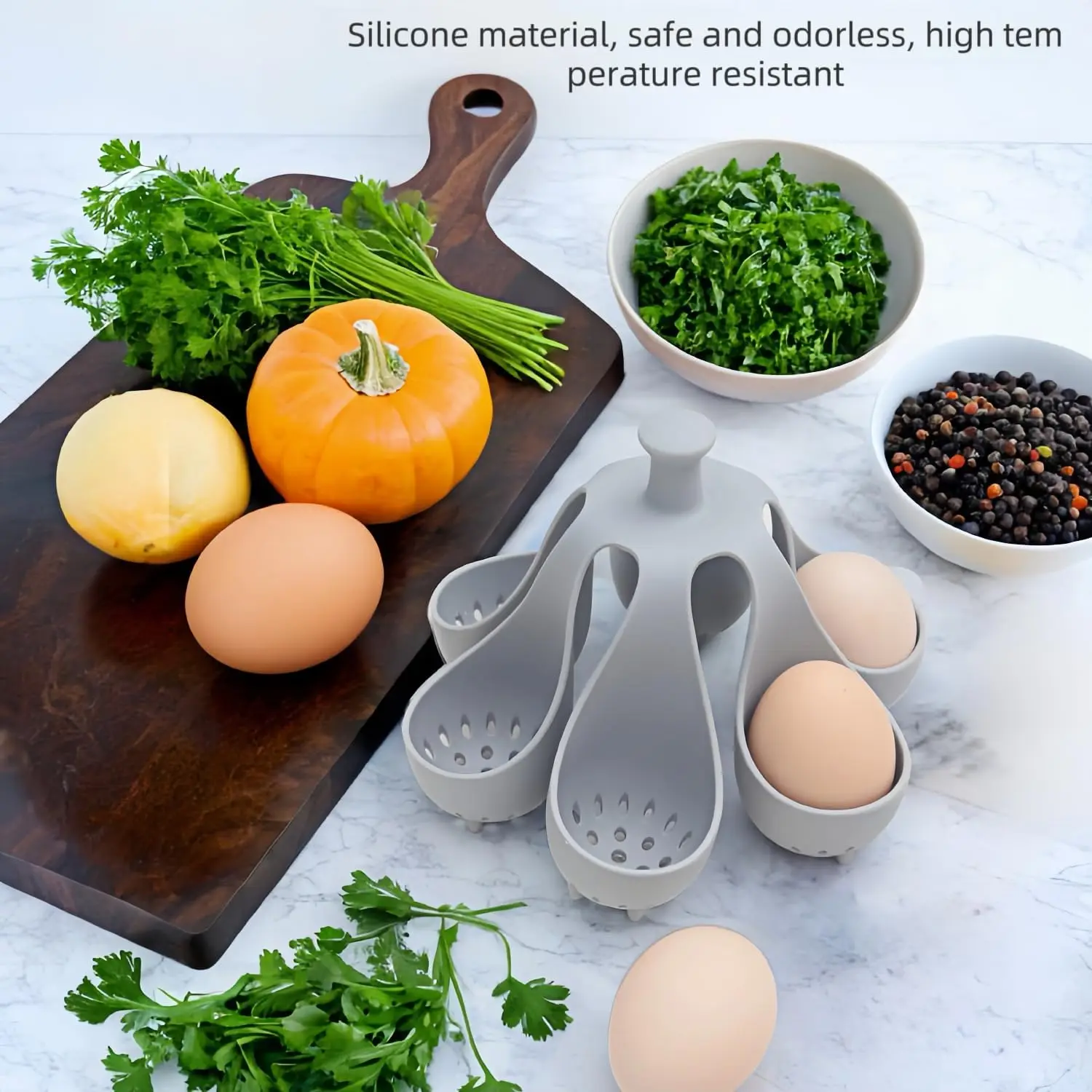 Egg Cooker Steam Egg Rack 4/6 Holds Silicone Egg Boiler Rack Freestanding Egg Boiler Household Steamed Tray Cooker Kitchen Portable Storage Gadget