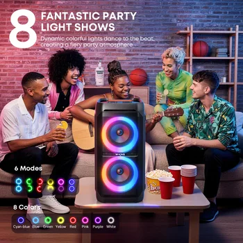 W-KING T11 Bluetooth Speakers,100W RMS, IPX6 Waterproof, BT 5.3 Portable Party Boombox Wireless Deep Bass/115dB Loud Massive Sound 7