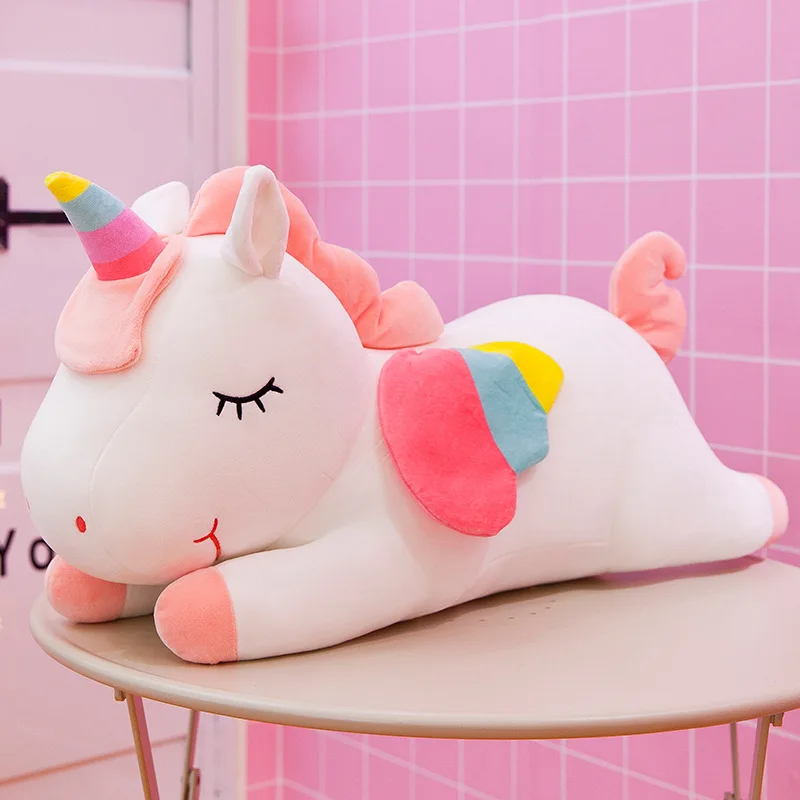 30cm Rainbow Unicorn Stuffed Animal Pillows Toy Unicorn Plushie with Rainbow Wings Pillow Children's Birthday Gift Decoration 500pcs 2 5cm 1inch cartoon animal children amazing wow thank you game sticker diy gift sealing unicorn label decoration supply