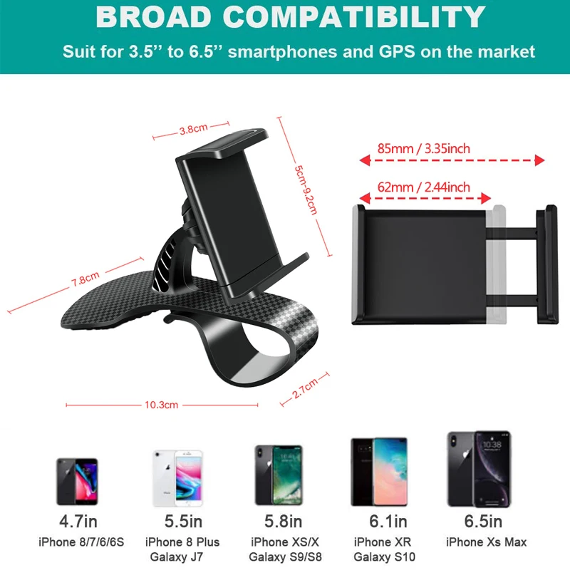 XMXCZKJ Car Phone Holder Dashboard Clip Mount Mobile Phone Stand