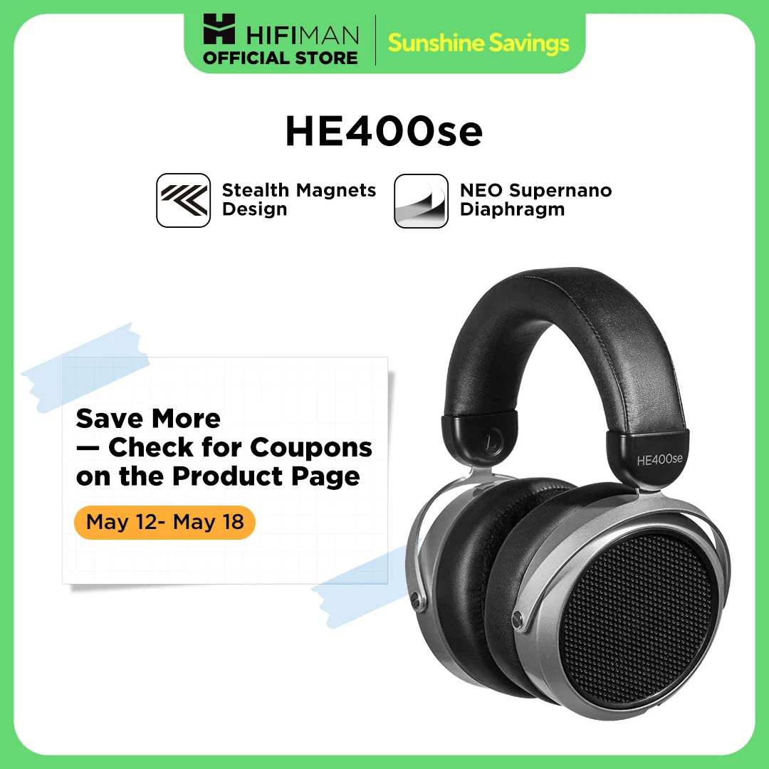 HIFIMAN HE400SE Stealth Magnets Over-Ear Open-Back Full-Size Planar Magnetic Wired Headphones