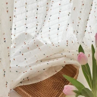 Retro linen-textured sheer curtains with colorful jelly bean pattern, easy to hang, suitable for bedroom and living room