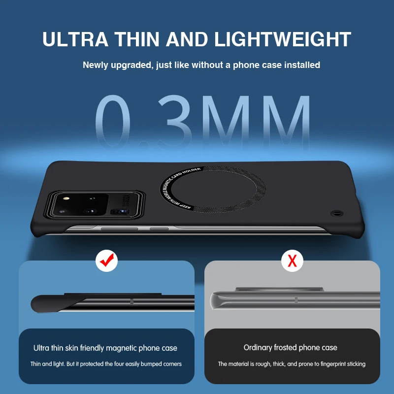 Sleek Magnetic Frameless Slim Phone Case - Simple Back Cover Housing