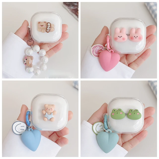 For QCY T13 ANC Case Cute bear/cartoon animal Cover silicone Transparent  Earphone Cover For QCY T13 Case with Keychain - AliExpress