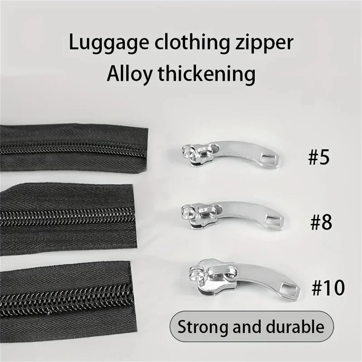 합금 두꺼운 지퍼 풀, 잠금 구멍 포함, 수하물 의류 DIY 공예품용 내구성 나일론 지퍼, 바느질 교체, 20 개