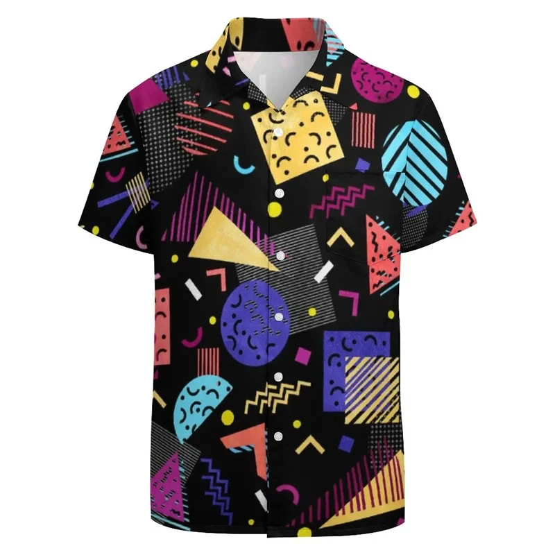 thumbnail image 1 of Camisa hawaiana de playa con estampado 3D para hombre, divertida camisa de fiesta con gráficos retro, blusa abotonada de manga corta para hombre, ropa Y2k, 1 of 4