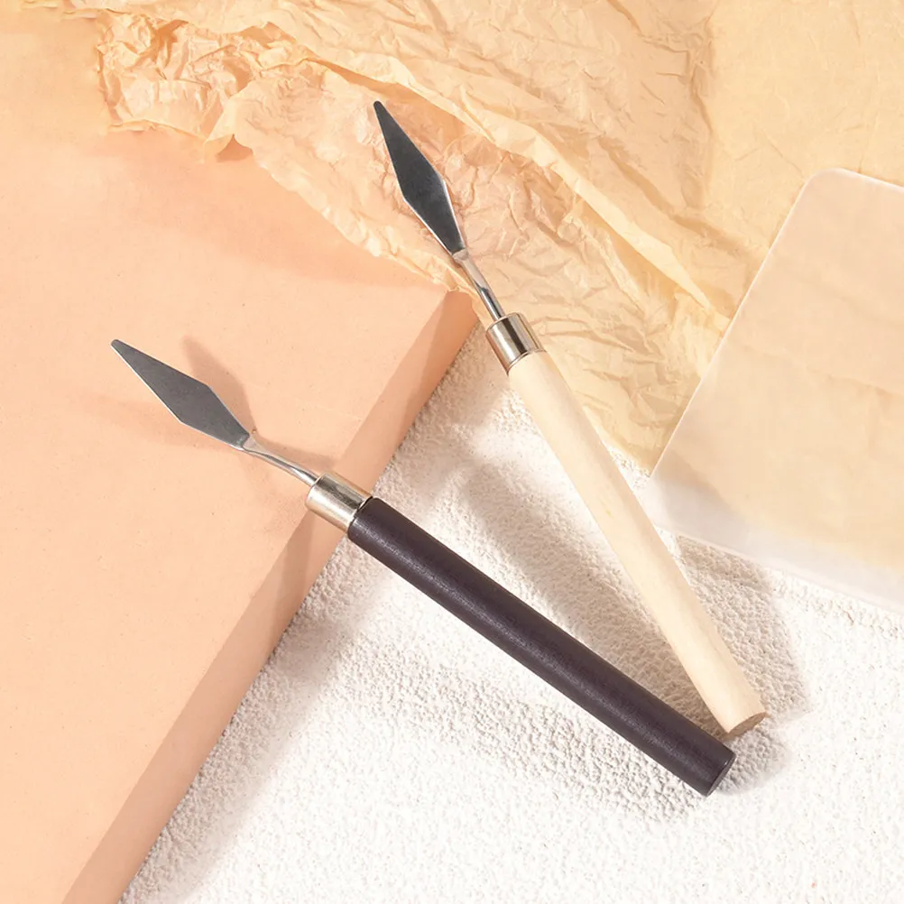 6Pcs 프리미엄 스테인레스 스틸 우드 믹싱 주걱 메이크업 파운데이션 네일 폴리쉬 안료 혼합 부드러운 표면 편안함