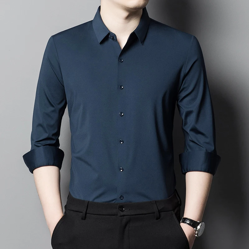 

100% Mulberry Silk Men Shirts High Quality Men's Long Sleeved Shirt for Men Loose Casual Non Ironing Silk Shirts Men Clothing