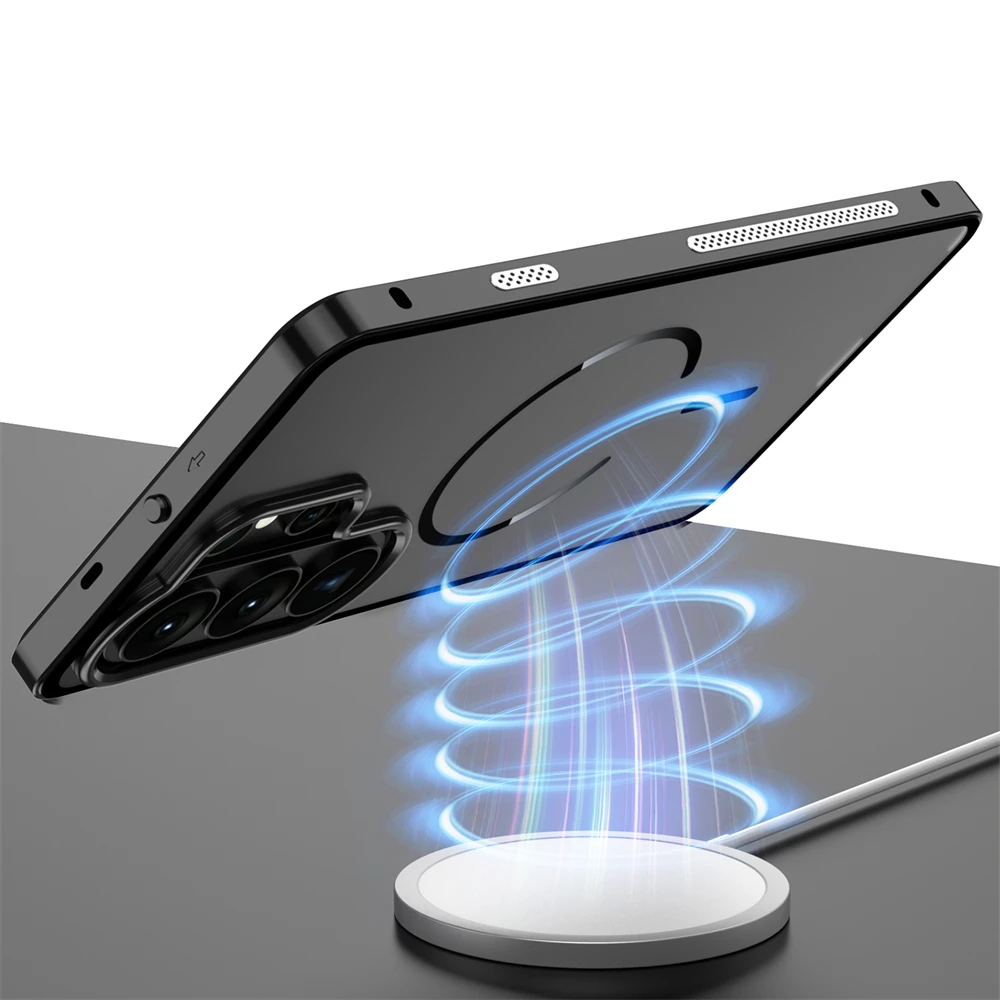 Frosted Matte Case with Removable Metal Frame and Magsafe Buckle - Premium Aluminum Alloy Design