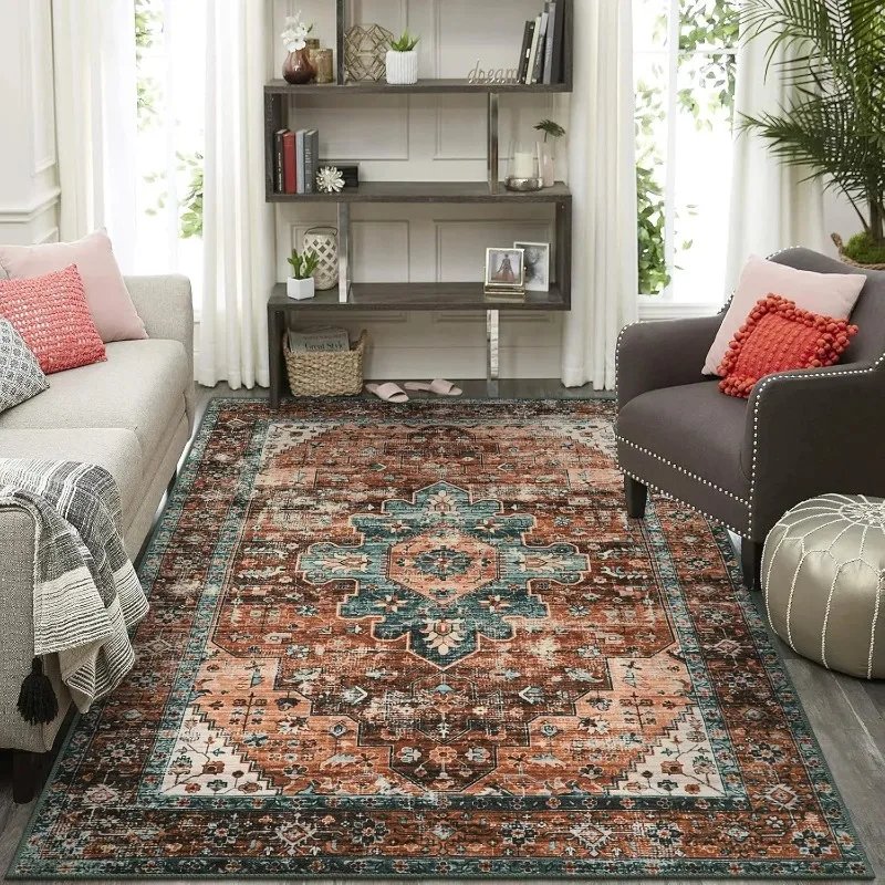 Bohemian Style Living Room Carpet Large Area Machine Washable Bedroom Rug Creative Light Luxury Home Decoration Coffee Table Mat
