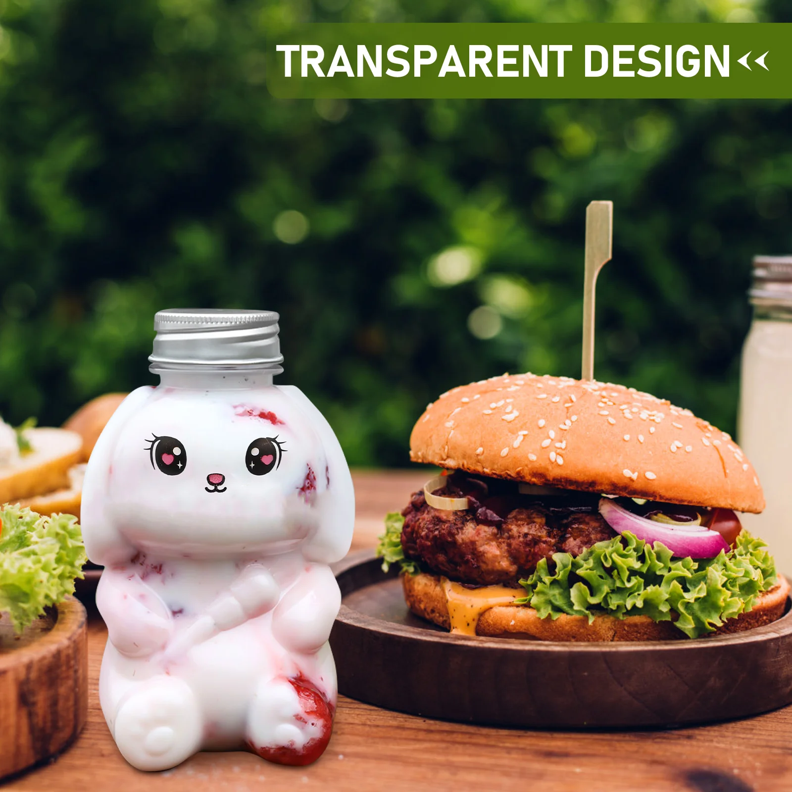 5 Pcs Rabbit Transparent Special-shaped Bottle Milk Water Bottles The Pet Juice Containers for Party 6