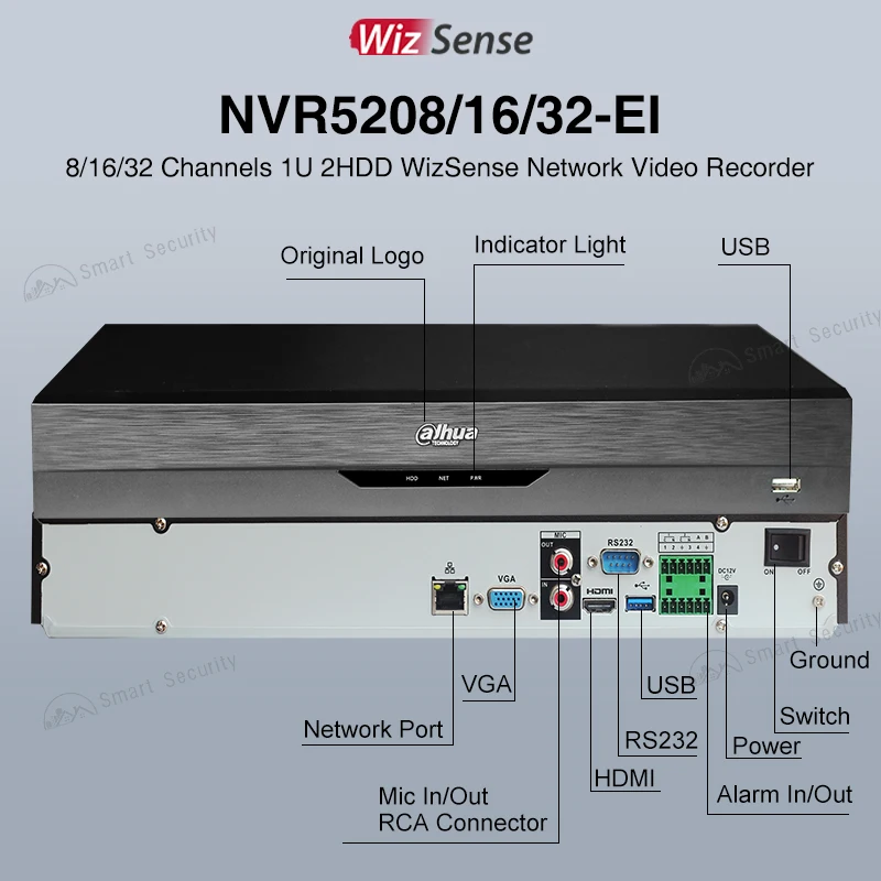 Network Video Recorder Dahua Wizsense 8/16/32 Channels NVR CCTV Security Protection System 2HDD Face Recognition ONVIF NVR5208-EI NVR5216-EI NVR5232-EI
