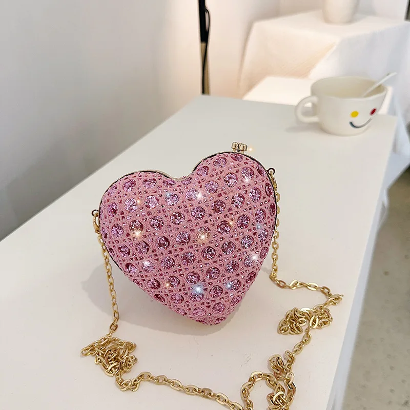 Evening Bag Clutch Bag Luxury Love Heart Diamonds Exquisite Design for Ladies Girls Party Wedding Purse Clutches shoulder bags,women evening bag