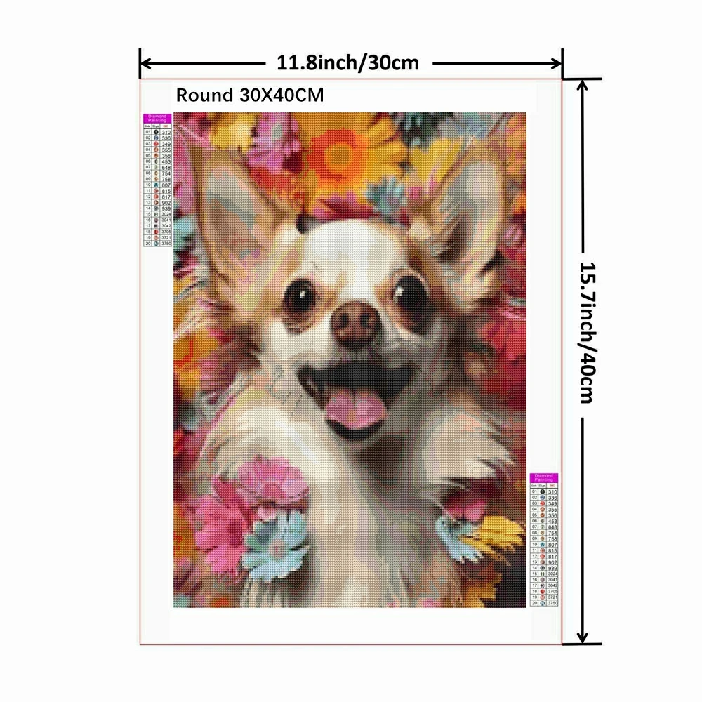 5D DIY Diamond Painting Kit Dog Chihuahuas Full Diamond Embroidery Mosaic Picture Jewelry Cross stitch Cute Pet Home Decor Gift