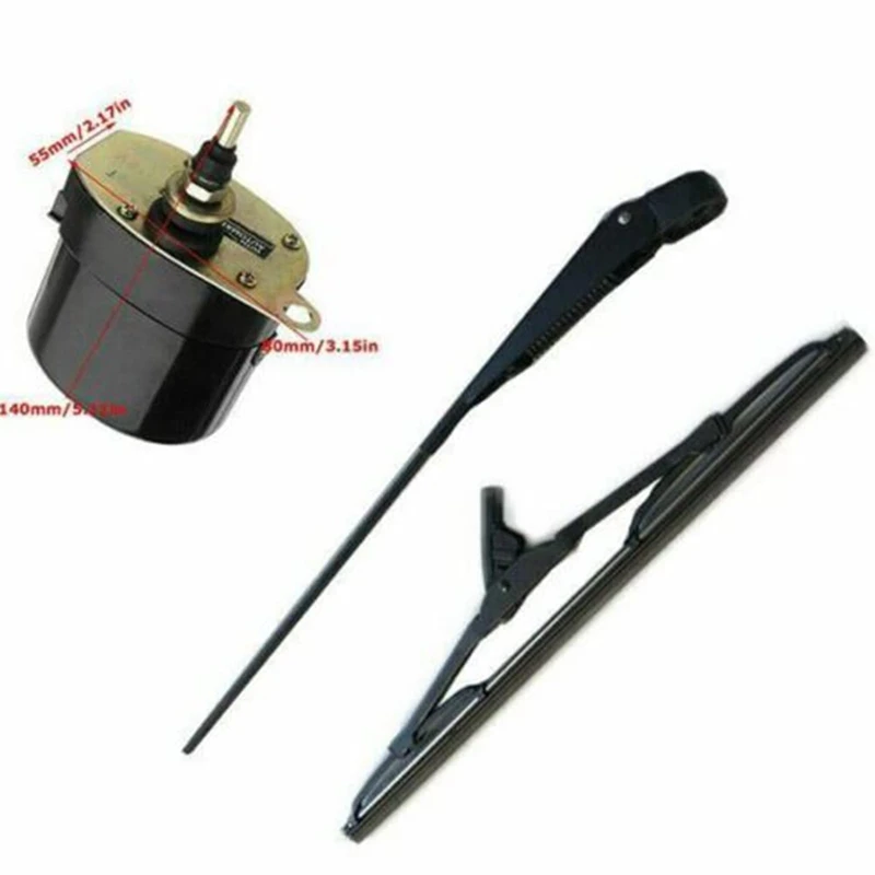 

12V Universal Windscreen Wiper Motor Replacement With Arm And Blade For Willys Jeep Tractor 01287358 7731000001