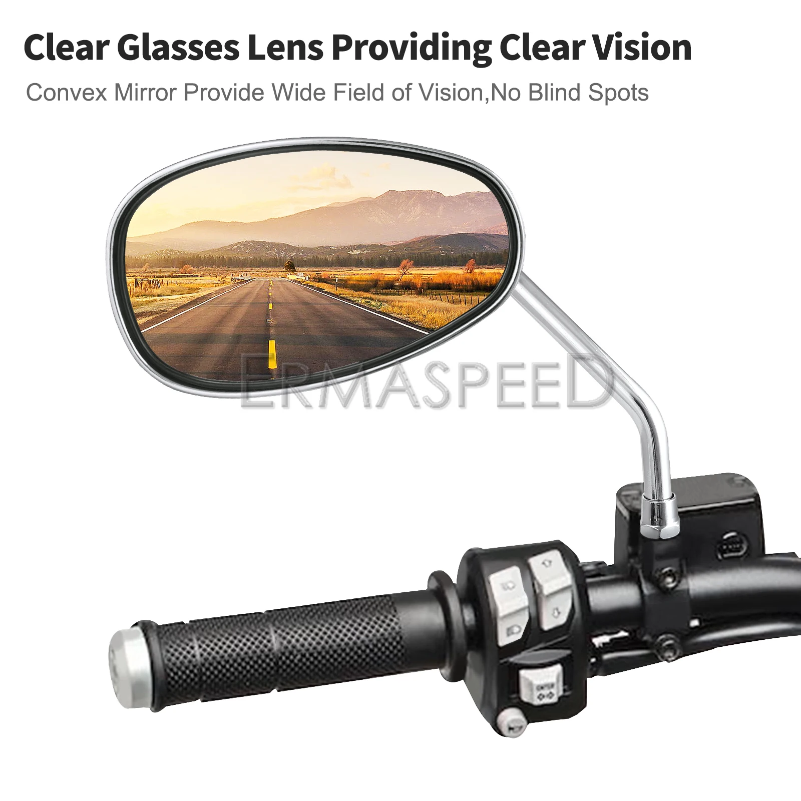 Motorcycle Mirrors Universal 10mm Chrome Rearview Mirrors Motorcycle Motocross Scooter E-bike Racing Motorbike Side Mirror Rear View Accessories
