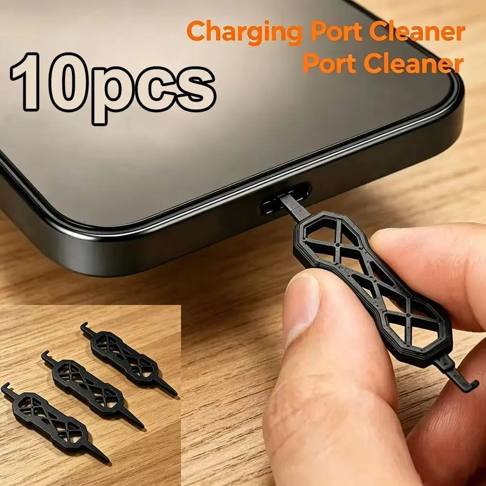 10-Pack Precision Tip Disposable Charging Port Cleaners - 3D Printed Compact Plastic Tool