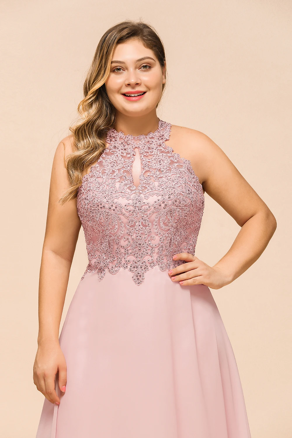 Bridesmaid Dresses for Women A Line Lace Insert Pearls Beaded Chiffon Elegant Wedding Party Gown bridesmaid dresses