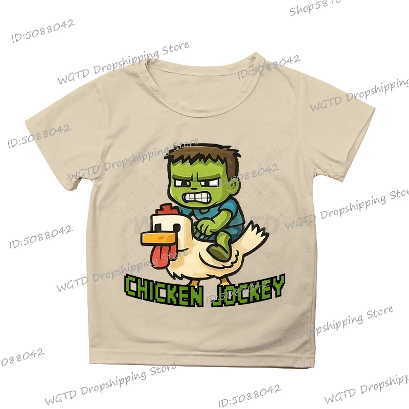 Chicken Jockey Print T Shirt Boys Girls Anime Cartoon Clothes Funny Game Chicken - Picture 16 of 21