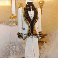 Shiny Metallic Beaded Wedding Suits For Men Groom Tuxedos 3 Pieces Male Prom Blazer Customized Trajes Elegante Para Hombres 1