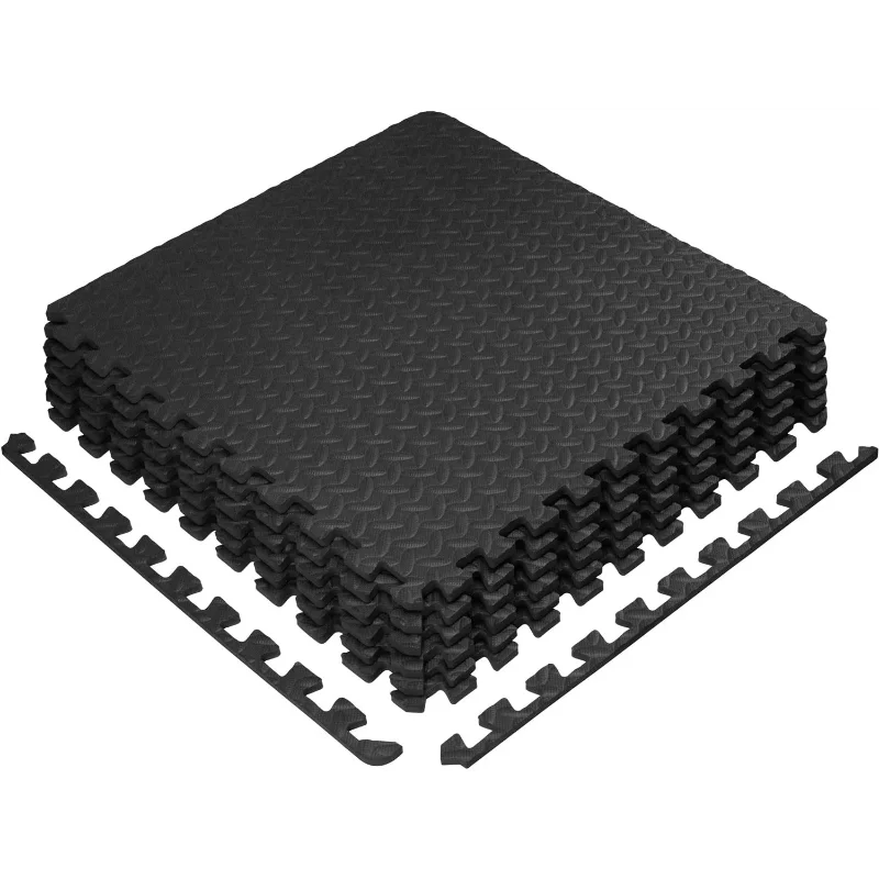 

Yes4All 6 pcs Interlocking Exercise Foam Mats, Cover 24 sqft, 3/8 inch, Black Color yoga mats mat
