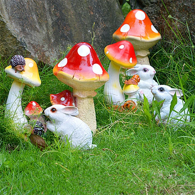 Cute Mushroom House Miniature Resin Ornament Fairy Garden Flower