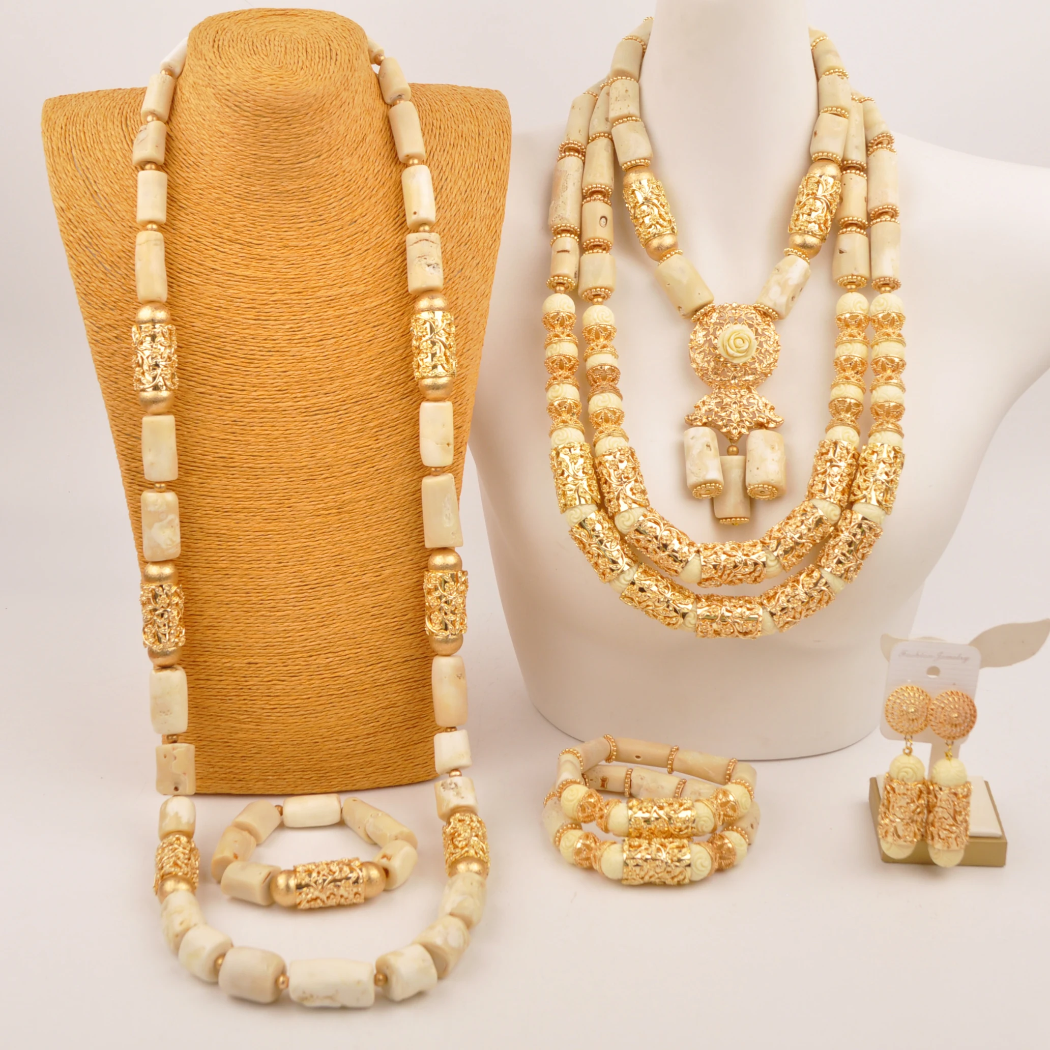 original-white-coral-necklace-african-beads-jewelry-set-for-couple