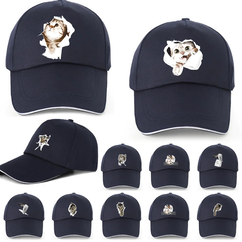 

Women Multiple Colour Baseball Cap Peaked Cap Cute Cat Print Adjustable Unisex Spring Summer Dad Hat Shade Sport Baseball Hats