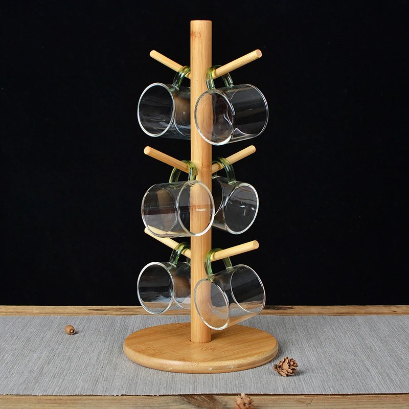 Bamboo Mugs Drainer Wooden Dish Draining Rack Plates Holder Kitchen Storage Cabinet Organizer for Dish Cutting Board Pot Lid