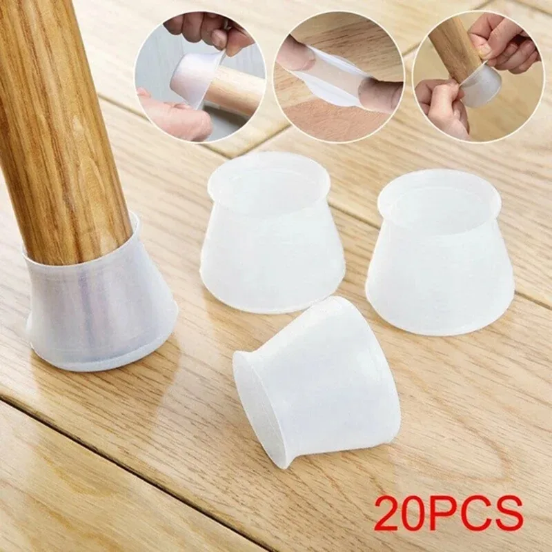 20pcs 패드 가구 테이블 커버 바닥 보호대 글라이드 피트 캡 투명 실리콘 의자 다리 가구 다리 캡 피트