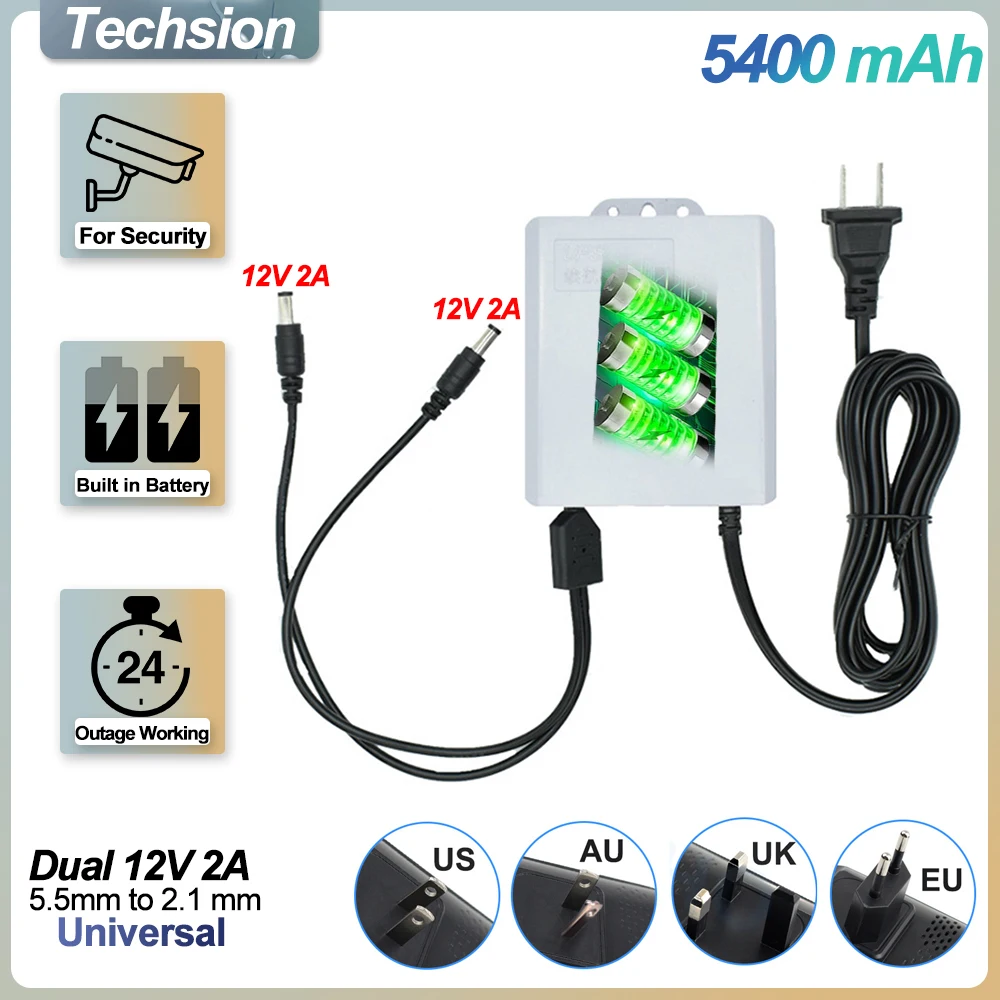 Outdoor Dual 12V 2A Output UPS Monitoring Power Outage Endurance Power Supply 5400 MAh Built-in Battery CCTV 24H Working System 1