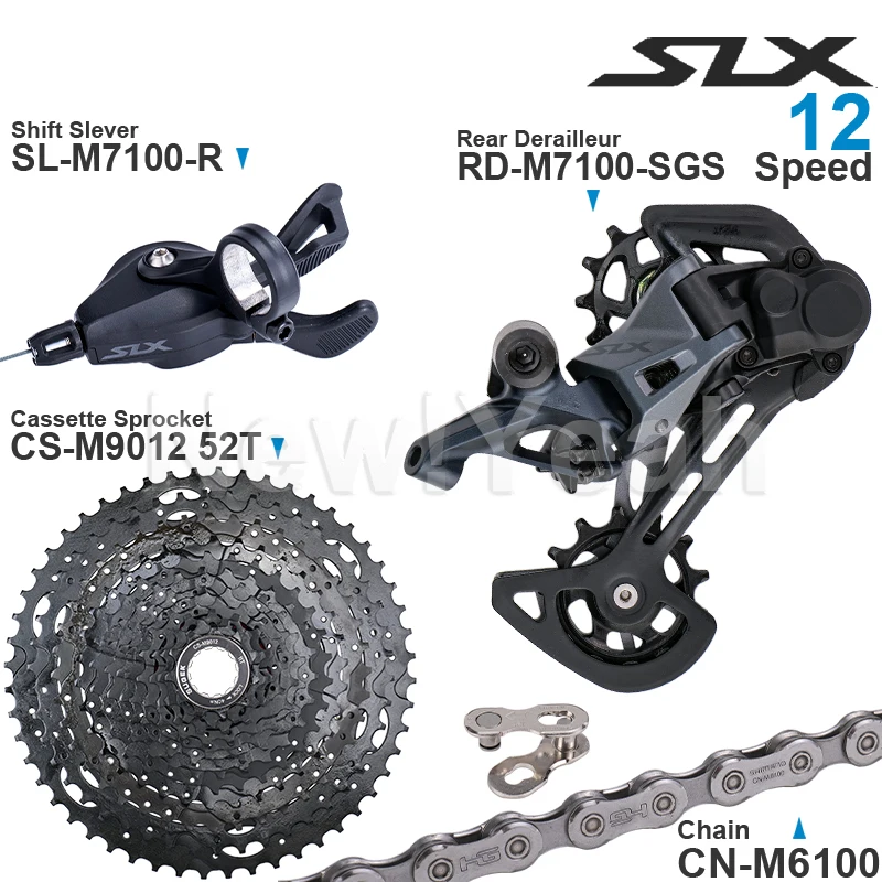 SHIMANO SLX M7100 1x12 Speed Groupset with Shifter Rear Derailleur and Cassette Sprocket 11-50T/52T CN-M6100 Chain Original