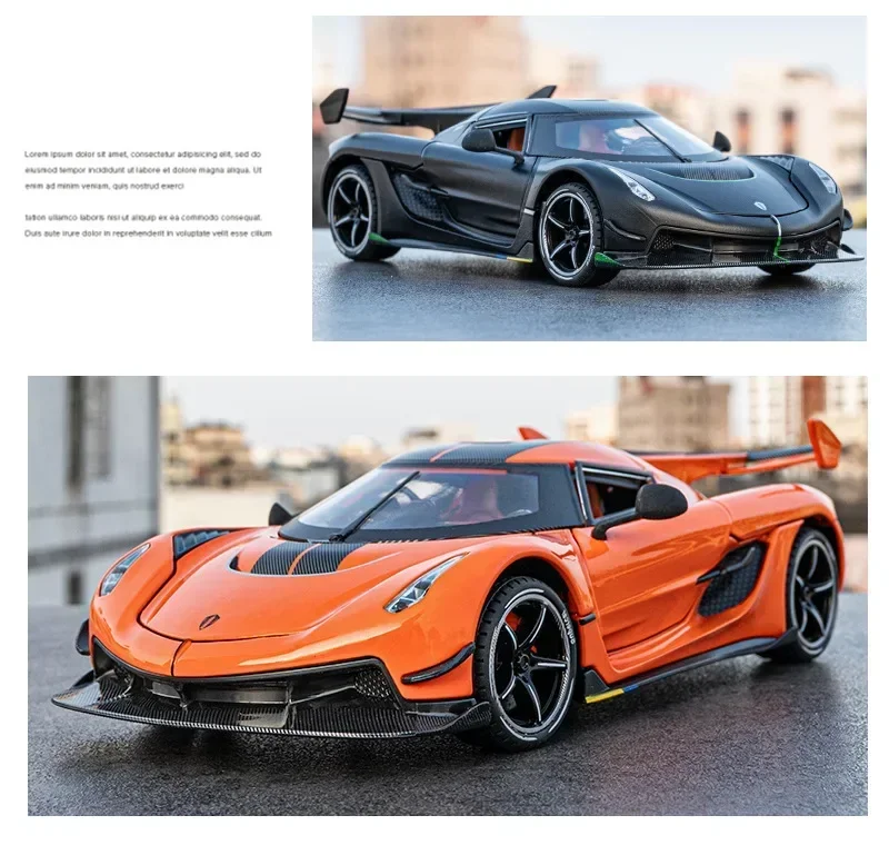 1/24 Scale Car Models Koenigsegg Jesko Alloy Diecast High Simulation Toy Cars With Pull Back Doors Opened Boys Birthday Gifts