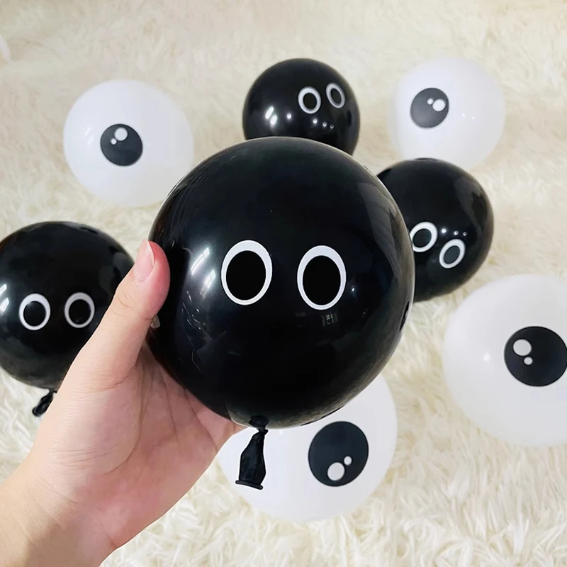 

5-Inch 10/20/Pieces Animal Thickened Eye Latex Black And White Top Smiling Face Balloon Cartoon Character Decoration