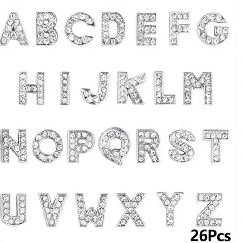 26개 A-Z 26자 DIY 쥬얼리 제작 네일 장식 실버 합금 알파벳 네일 아트 참 크리에이티브 네일 디자인 용품