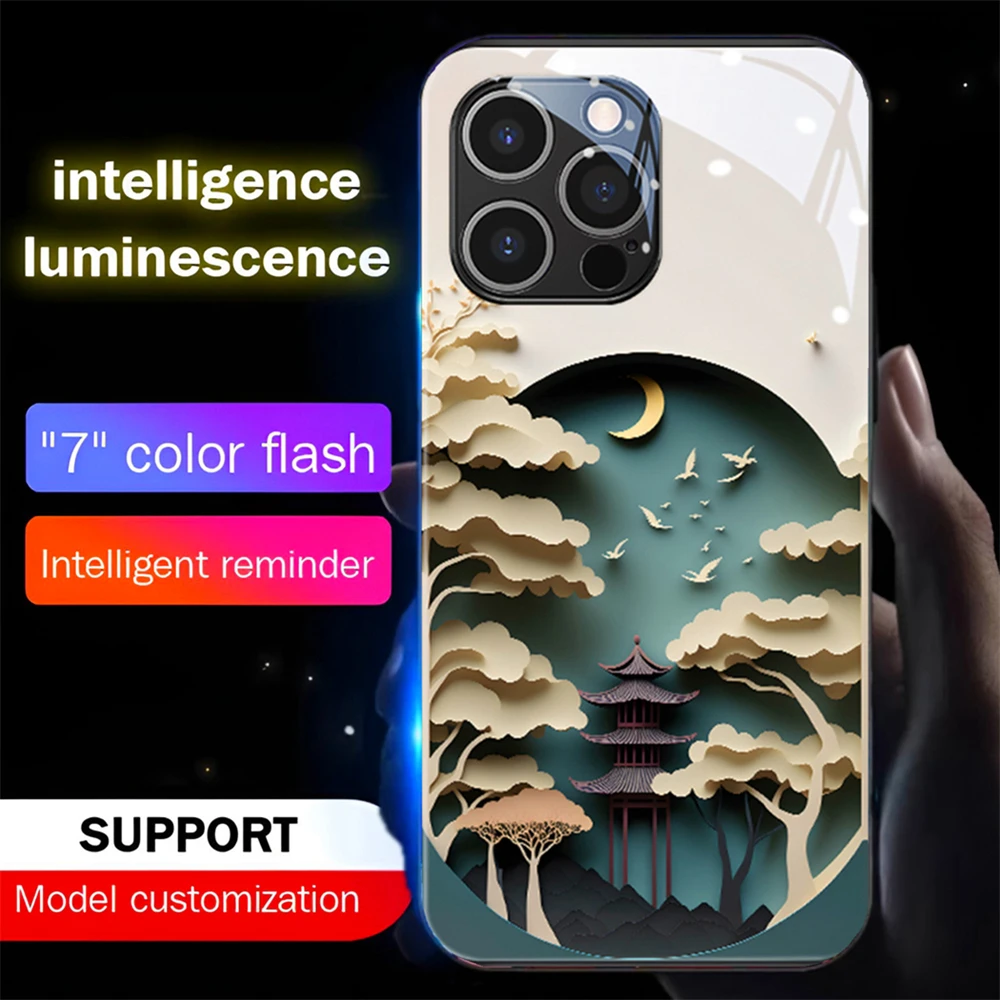

So Pretty Moon Pavilion Sound Music Control Led Light Phone Case For Samsung S24 S23 S22 S21 S20 FE Note 10 20 Plus Ultra A54