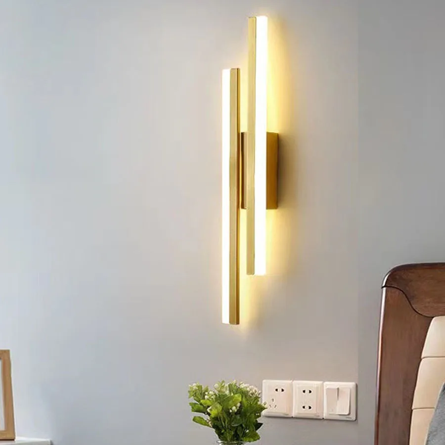 

Nordic Long Strip LED Wall Lamp Living Room Foyer Background Acrylic Wall Light Staircase Corridor Sconce Bedroom Bedside Lamp