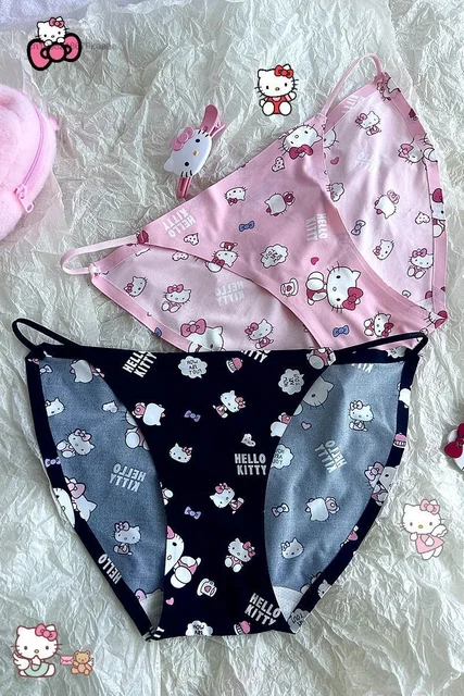 Sanrio Hello Kitty Underwear Women Sweet Sexy Thin Panties Hollow Out  Design Soft Silky Briefs Y2k Cartoon Underpants Kawaii - AliExpress