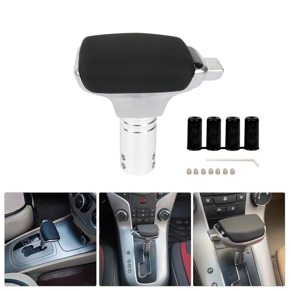 Neuer Leder-Aluminium-Schaltknauf für Automatikgetriebe, Schaltkopf für die meisten Autos, Schalthebel-Dekorationen, Zubehör SFN167 – Detail 6